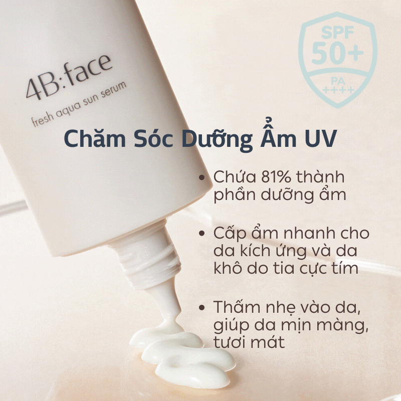 Tinh chất chống nắng dưỡng ẩm 4B:Face Fresh Aqua Sun Serum SPF50+ PA++++ 40ml 4bface