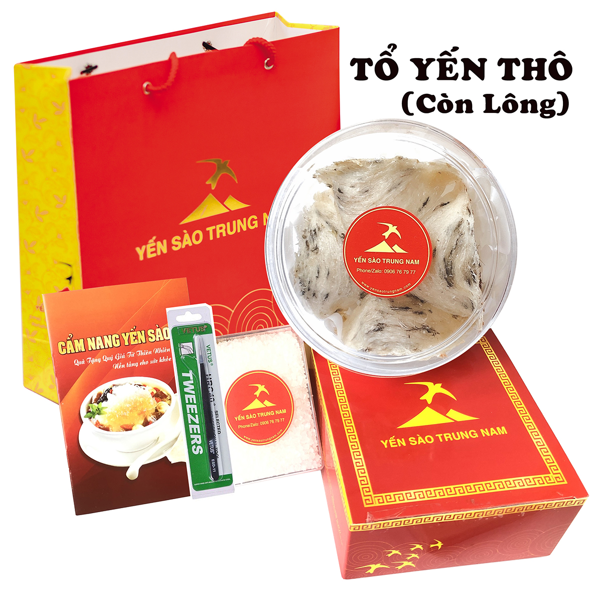 Tổ yến sào thô nguyên tổ ít lông ,100% nguyên chất tự nhiên - 50g/Hộp -Yến sào trung nam