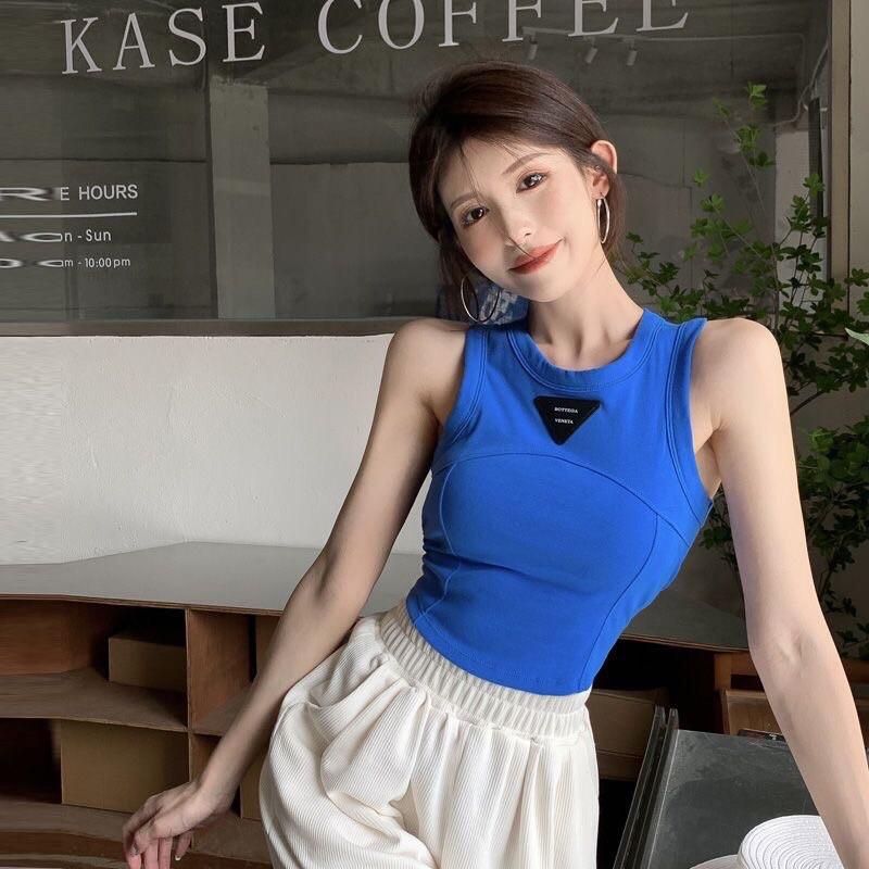 Áo ba lỗ croptop cá tính có mút ngực, áo bra nữ