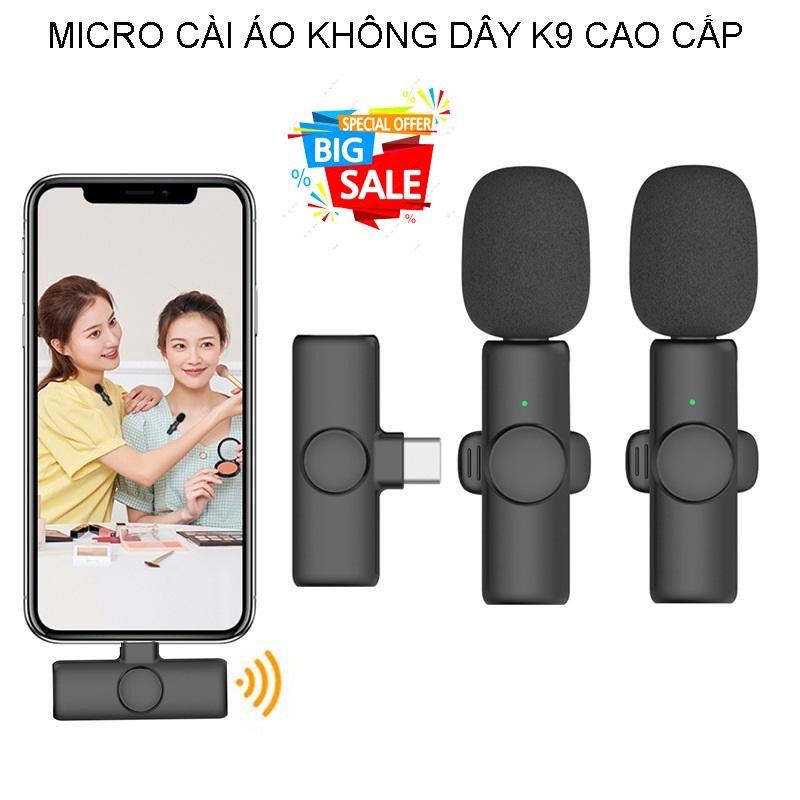 Micro Thu Âm Cài Áo K9 Thiết Kế Nhỏ Gọn Dễ Sử Dụng Bắt Xa Lên Tới 10m Dùng Để Ghi Âm Quay Video, Mic K9 Tích Hợp Pin Sạc