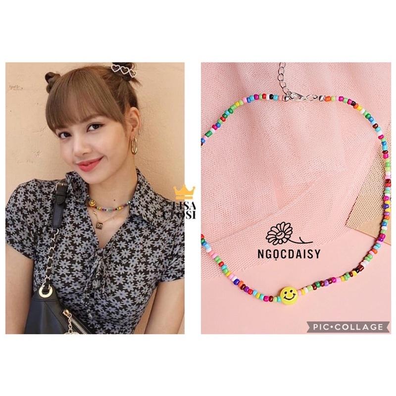 N123 Dây chuyền handmade hạt cườm nhiều màu mặt cười phong cách Hàn Quốc Lisa blackpink xinh xắn