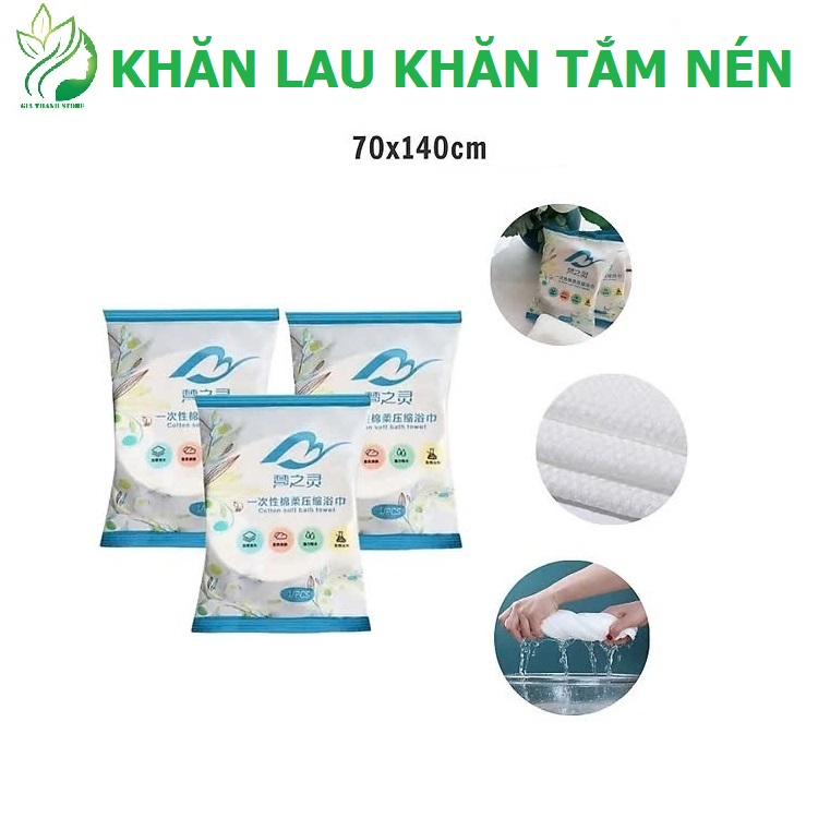 Khăn tắm nén du lịch vải cotton mềm mại thấm hút tốt, tiện lợi kích thước 70x140 cm dùng nhiều lần - compressed towel