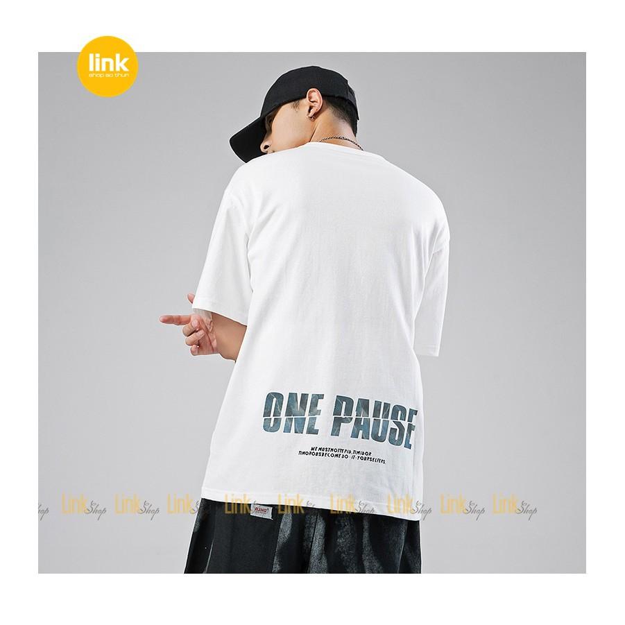 Hình ảnh Áo thun phản quang nam ONE PAUSE tay lỡ unisex ( Đen, Trắng )