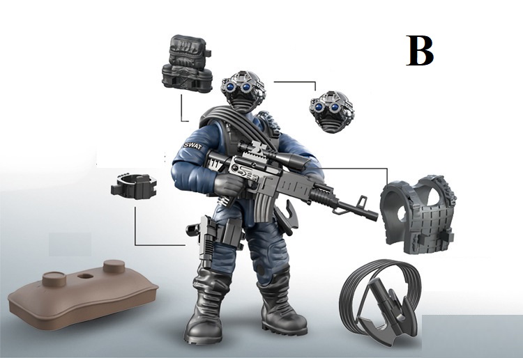 Bộ đồ chơi phụ kiện lắp ráp mô hình lính quân đội SWAT