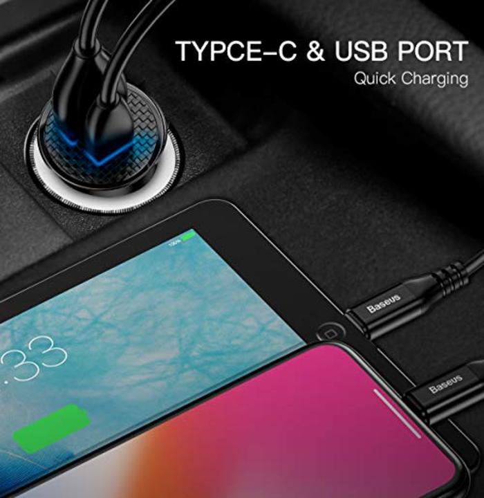 Adapter sạc nhanh đa năng CAXLD-A01 tích hợp 2 cổng USB và Type C dùng trên ô tô, xe hơi