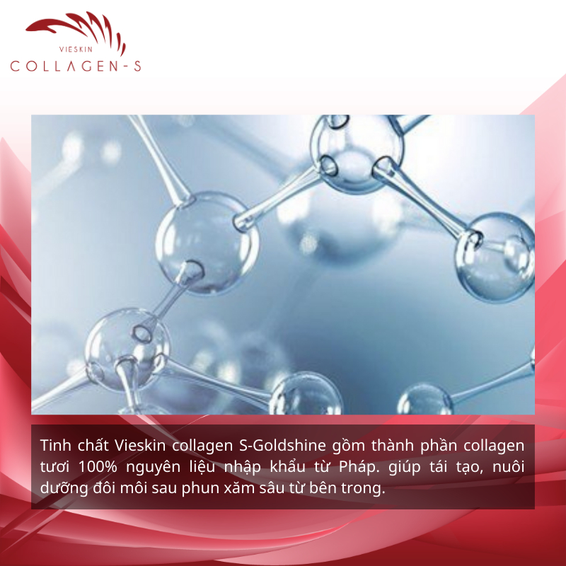 Tinh chất dưỡng kích màu môi sau phun xăm Vieskin GoldShine, collagen tươi kích màu sắc nét, tự nhiên, căng bóng, 7ml