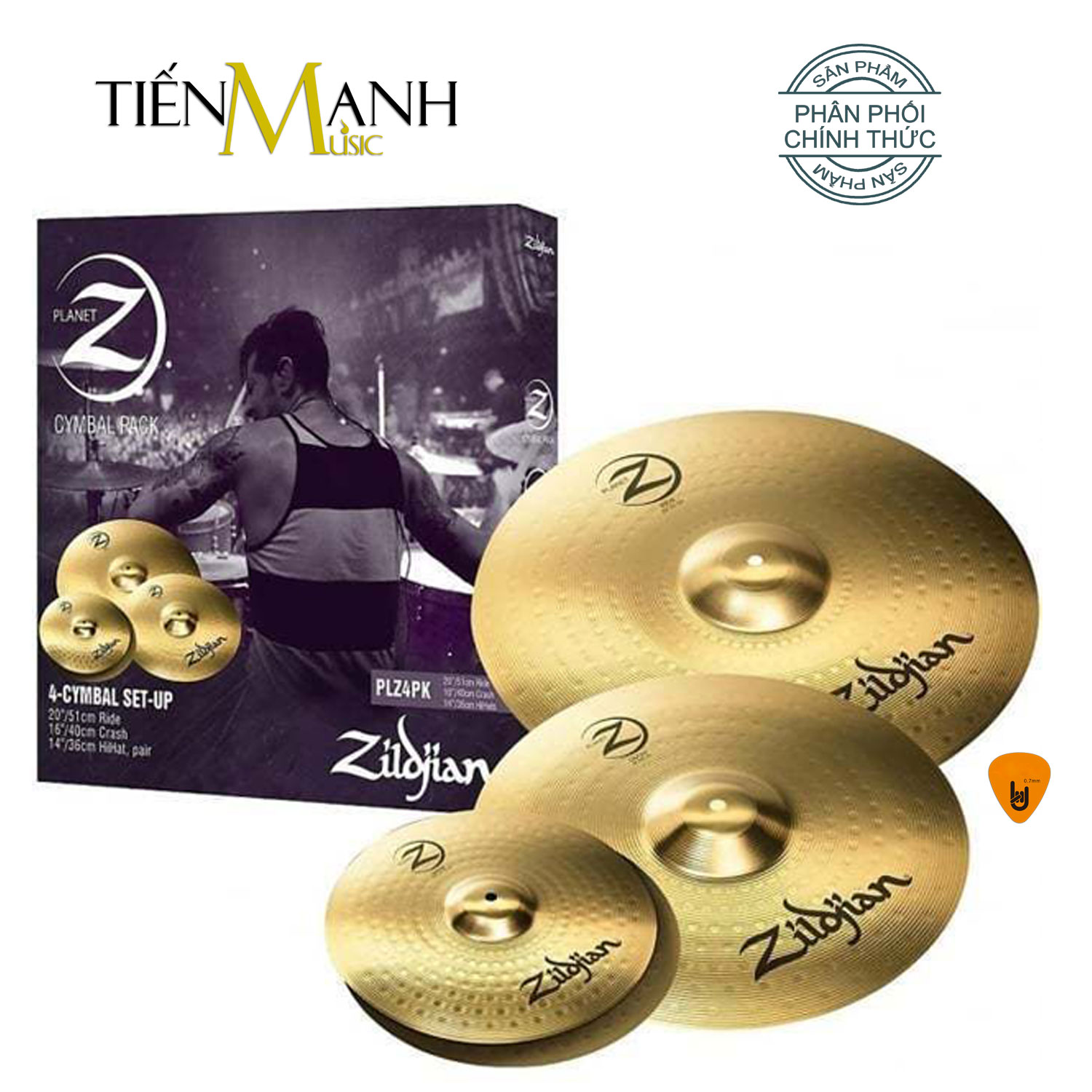 [Chính Hãng USA] Bộ 4 Lá Cymbal Zildjian Planet Z PLZ4PK Set-up (14-16-20) - Kèm Móng Gẩy DreamMaker