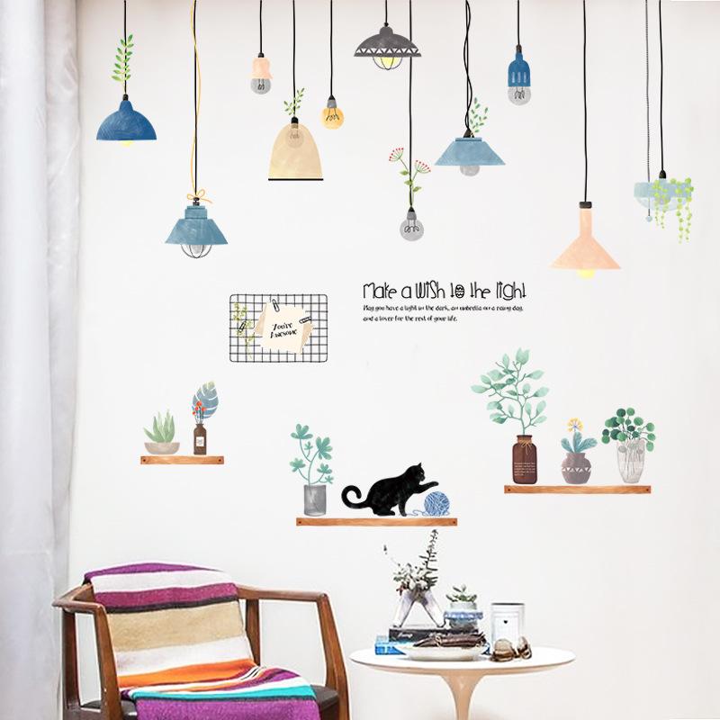 Sticker Dán Tường Họa Tiết Hình Chậu Cây Dùng Trang Trí Phòng Ngủ