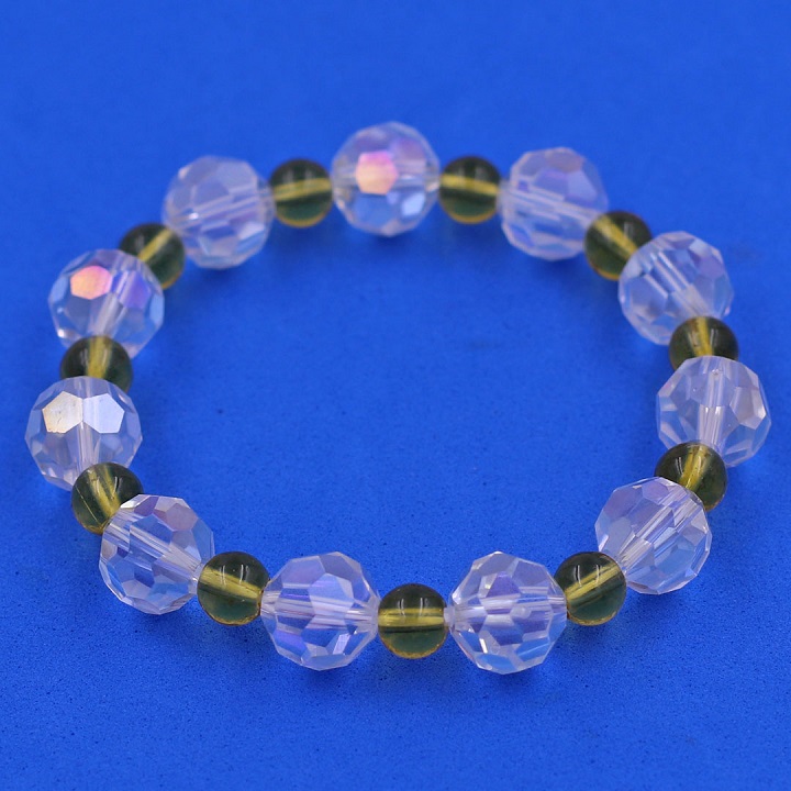 Vòng tay pha lê trắng giác 10 ly pha lê vàng CTFLTRGFLV10