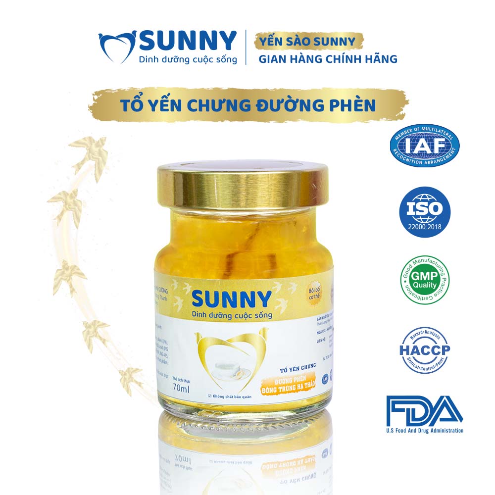 Yến đông trùng hạ thảo - Yến Sào Khánh Hòa chưng sẳn - 25% Yến thô - 70ml/hũ - Yến sào SUNNY