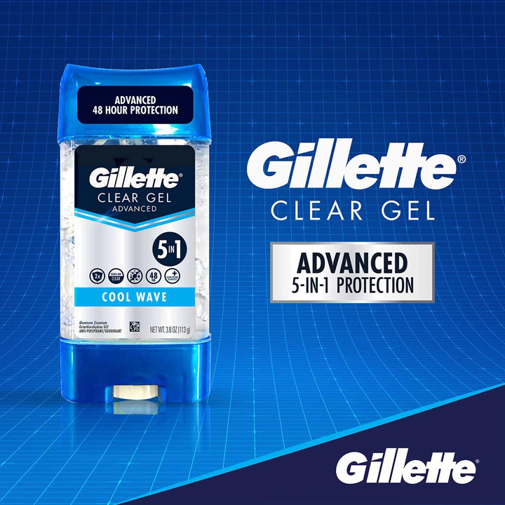 Lăn khử mùi Gillette Advanced Clear Gel Antiperspirant  Cool Wave 107g