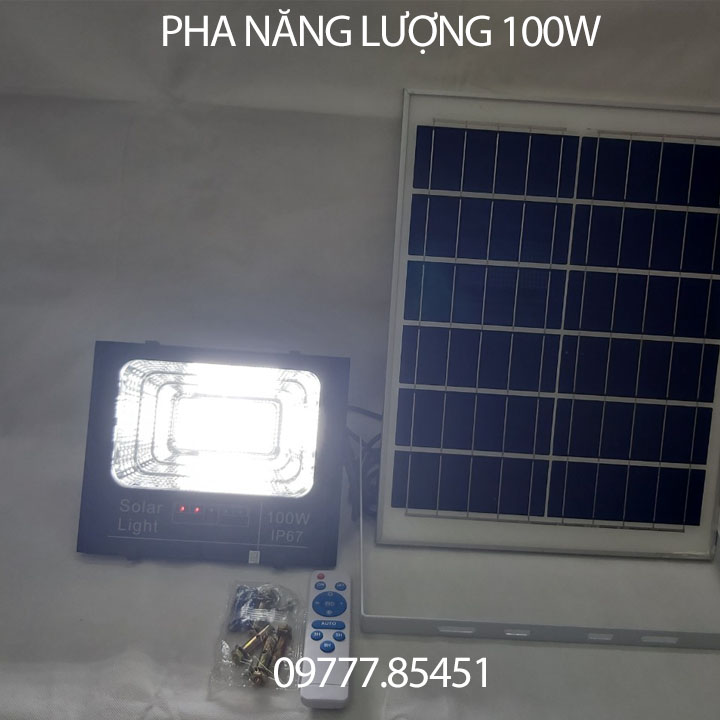 Đèn led pha năng lượng mặt trời 100w 200w 300w có đèn báo dung lượng