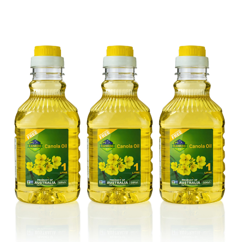Dầu ăn hạt cải nguyên chất Kankoo Canola 1L nhập khẩu nguyên chai chính hãng chuẩn Úc