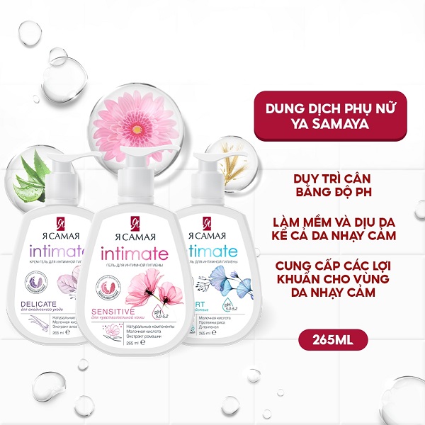 Dung Dịch Vệ Sinh Phụ Nữ YA SAMAYA 265ml Sensitive Intimate Gel Hỗ Trợ Dưỡng Ẩm,Phòng Viêm Nhiễm,Làm Sạch Và Cân Bằng PH
