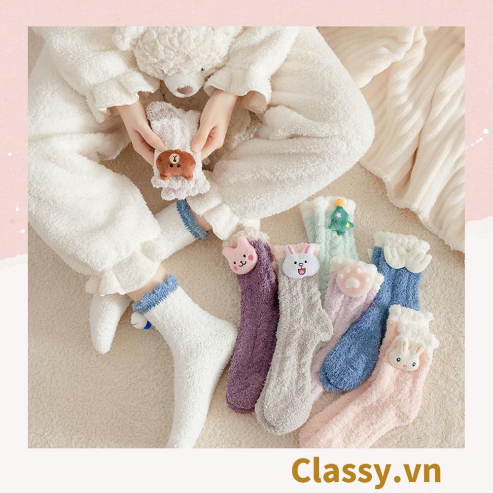 Classy Tất bông cổ cao, vớ bông cổ cao siêu giữ ấm, họa tiết ngộ nghĩnh G1428