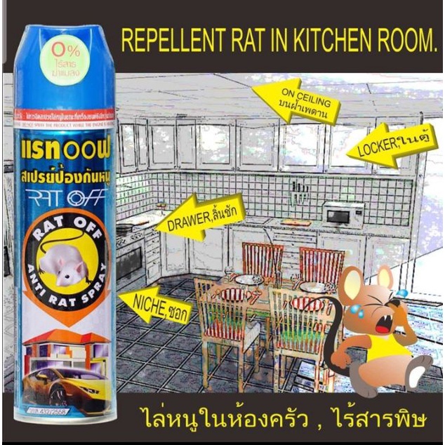 Chai Xịt Đuổi Chuột RAT OFF ANTI RAT SPRAY 300ML -Thảo Dược - Hương Bạc Hà