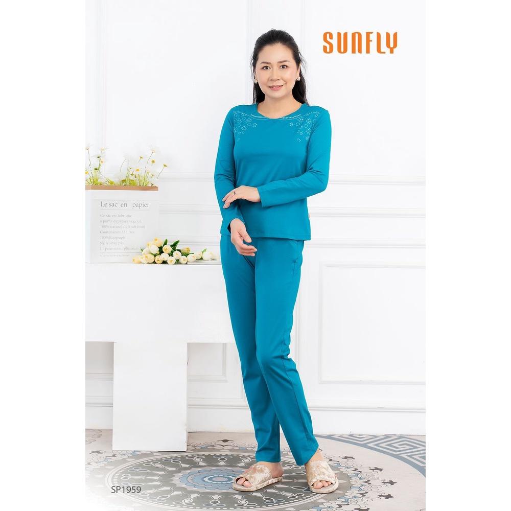 SP1959 ĐỒ BỘ MẶC NHÀ COTTON ÁO DÀI QUẦN DÀI