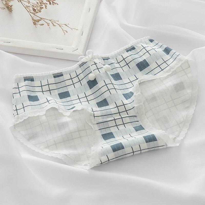 Quần lót cotton nữ mẫu kẻ xanh mint