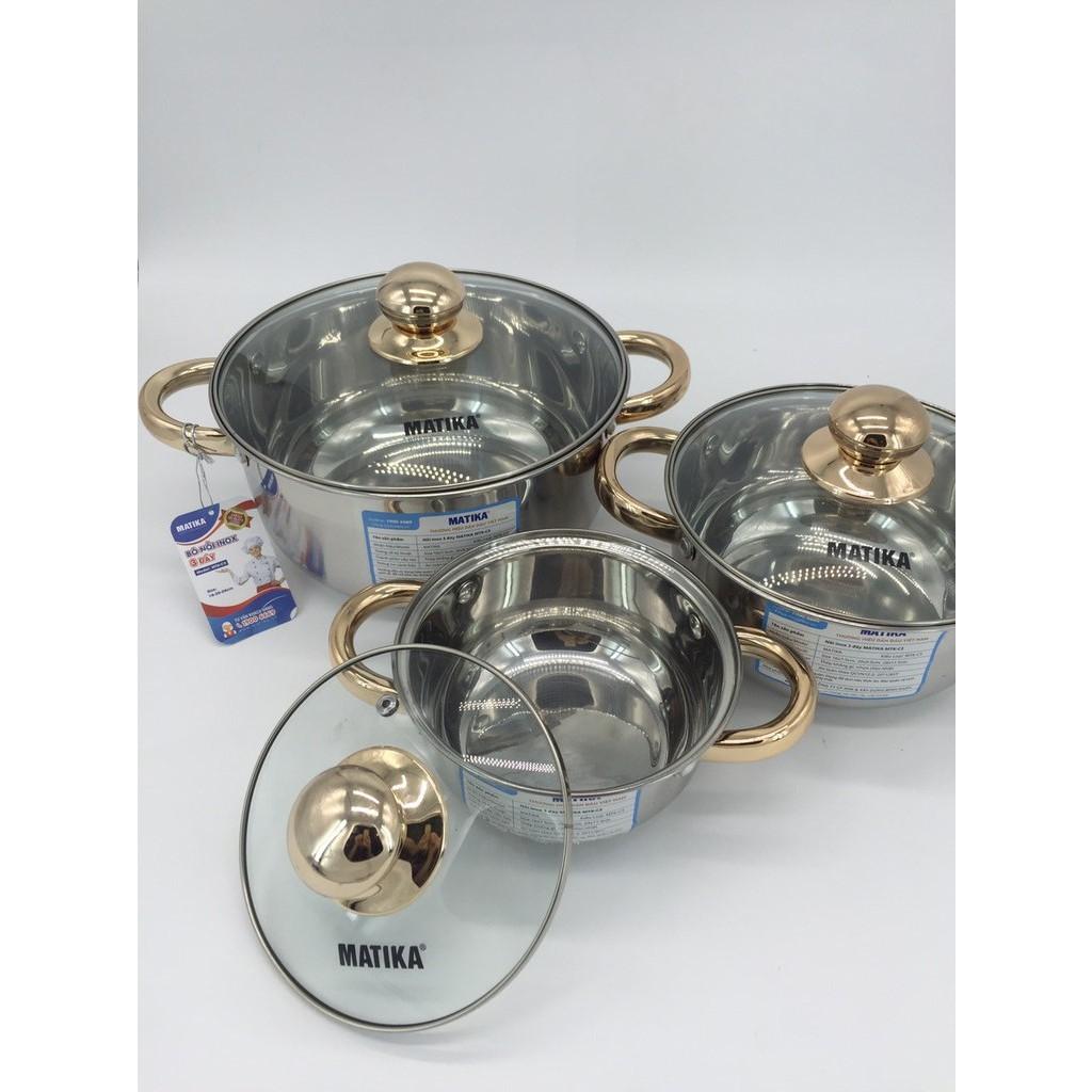 Bộ nồi inox 3 đáy Matika MTK-C3