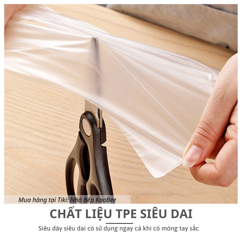 Hộp 100 găng tay làm bếp TPE kháng khuẩn siêu dai cảm ứng điện thoại KooBee