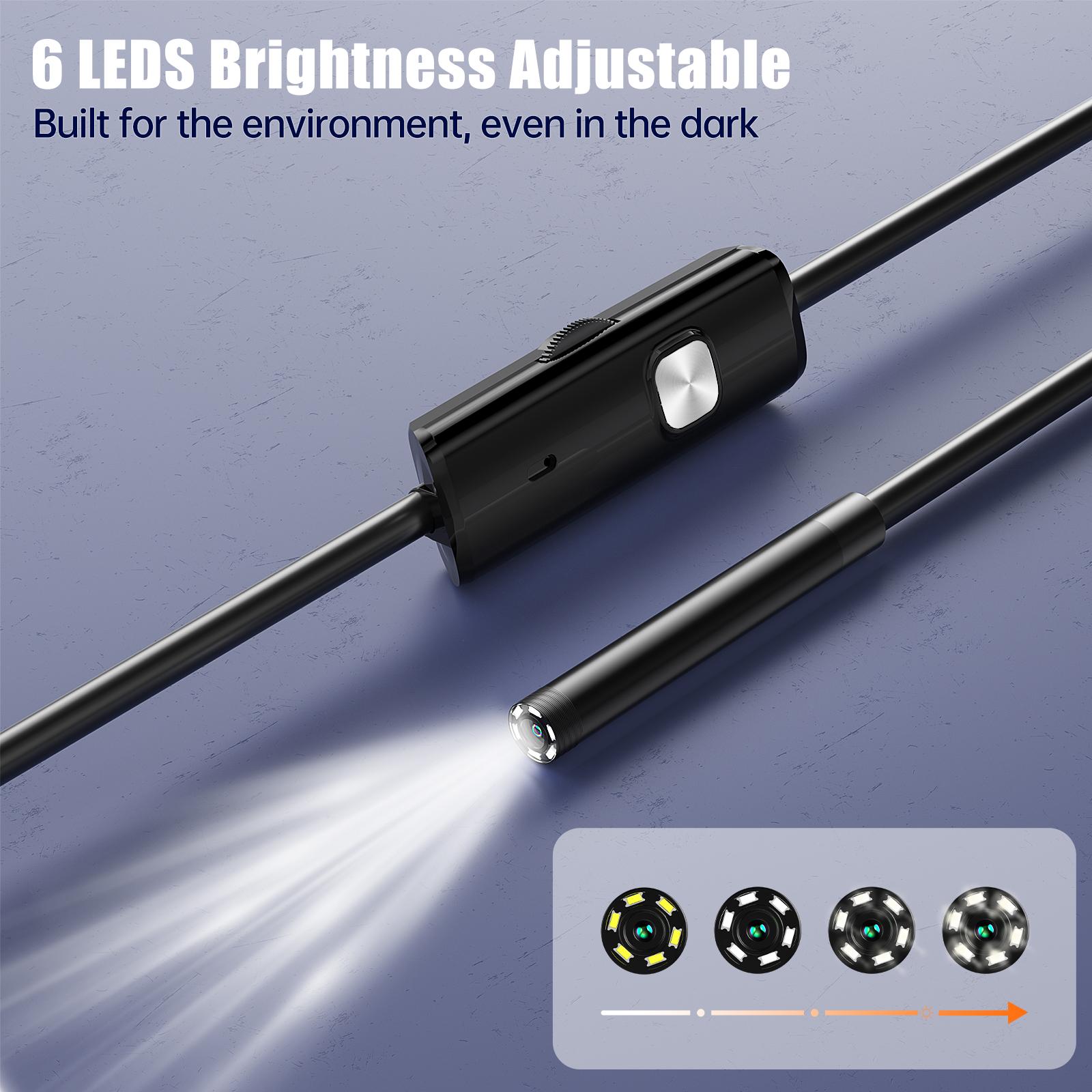 ENWOR Camera Nội Soi Công Nghiệp IP67 Chống Nước 5.5mm 7mm 3IN1 Cho Điện Thoại Android PC USB Camera Nội Soi 6 Đèn LED Có Thể Điều Chỉnh