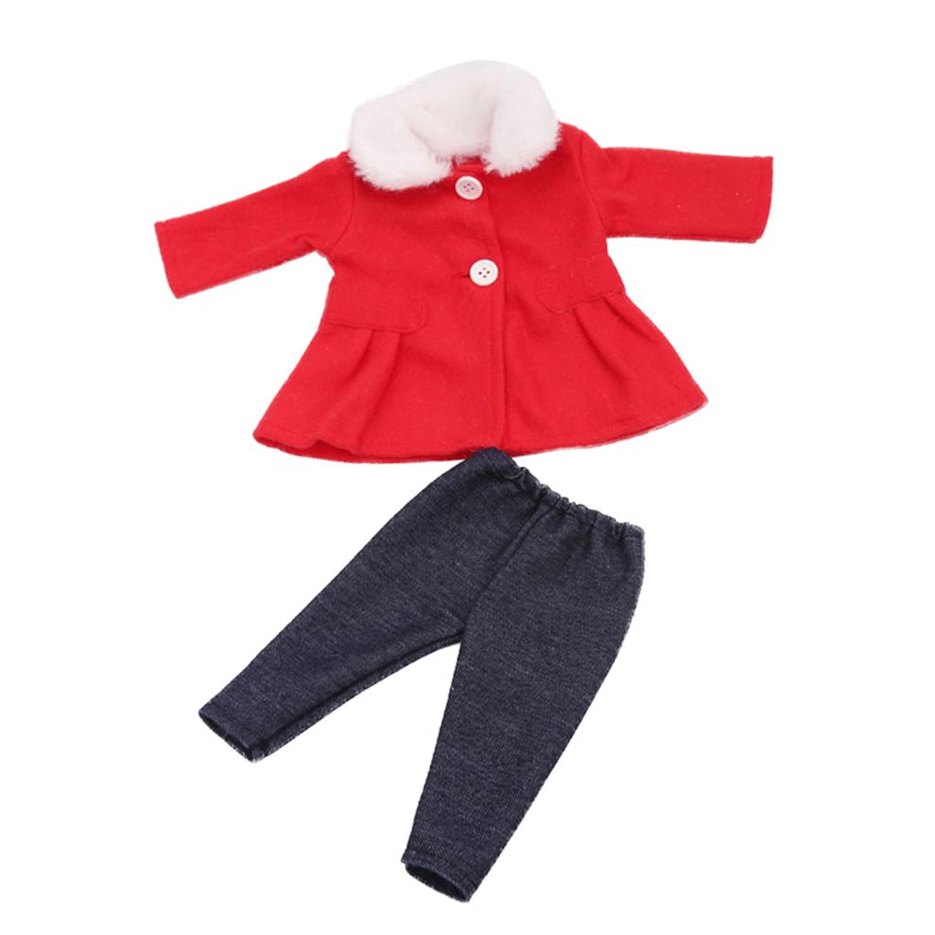 Fashion Girl Doll Winter Coat & Pants for 18inch American Doll Accs Red