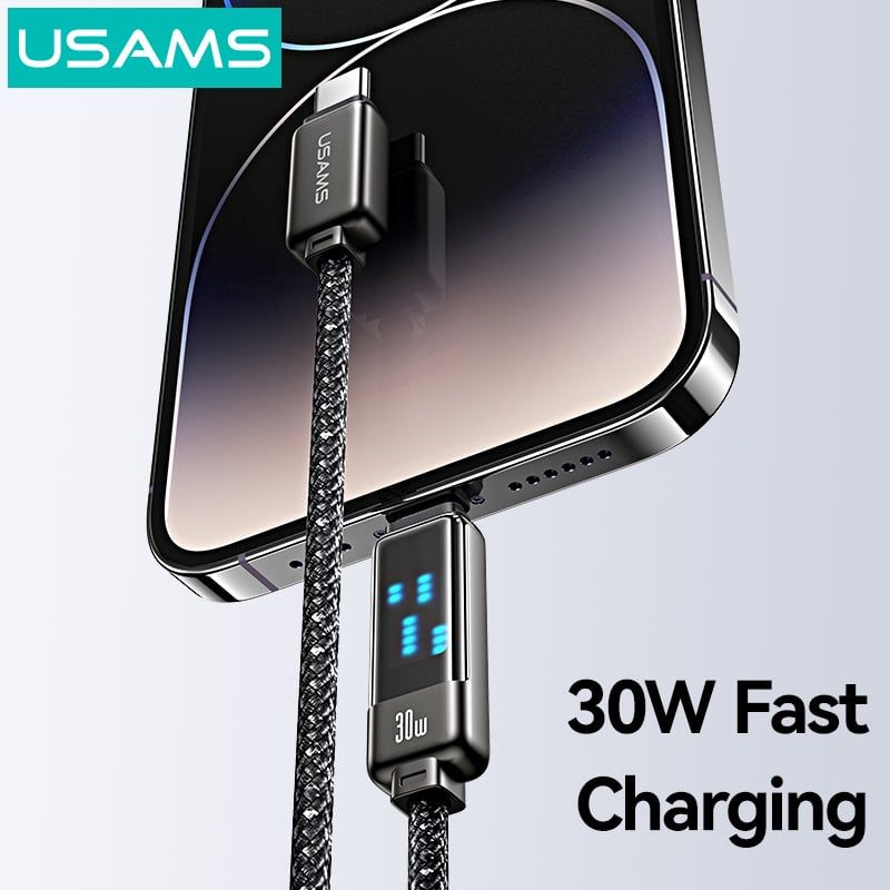 Cáp sạc nhanh USAMS SJ743 Type-C To IP 30W Zinc Alloy Meteor Series dùng cho iphone8/x/11/12/13/14/14pro...(Hàng nhập khẩu)