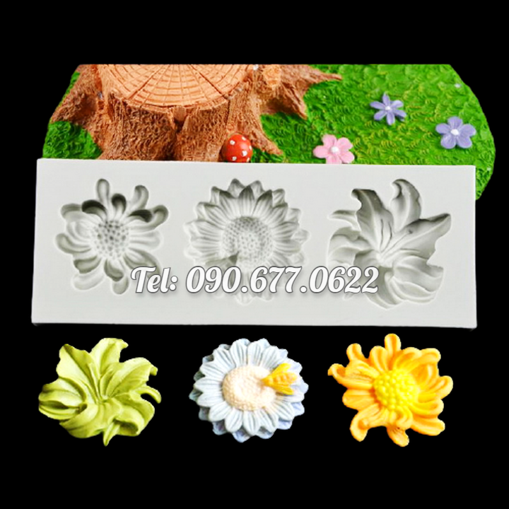 Khuôn silicone làm rau câu 3 hoa - Mã số 1415