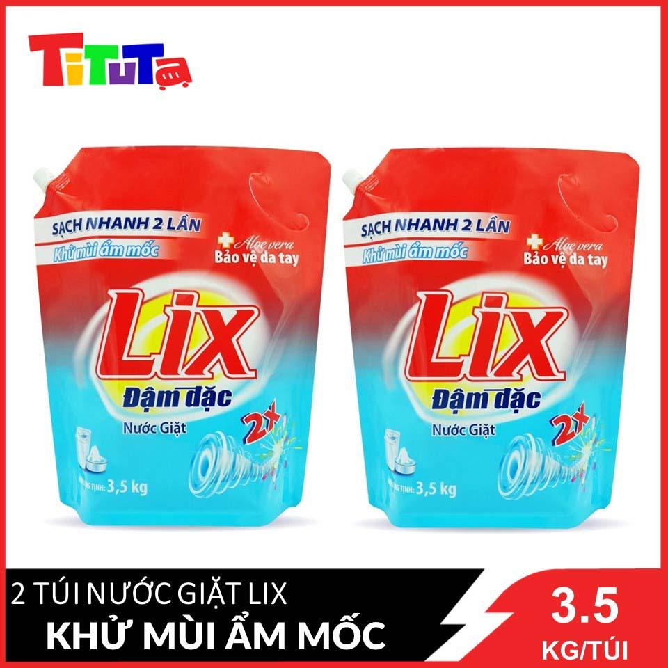 Nước giặt LIX Đậm đặc tẩy sạch vết bẩn cực mạnh túi 3.5KGX2