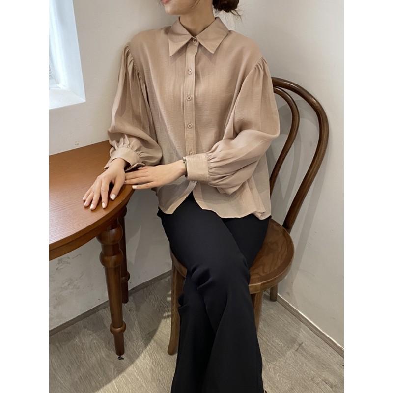 Áo sơ mi lụa tơ tay bồng Hàn Quốc