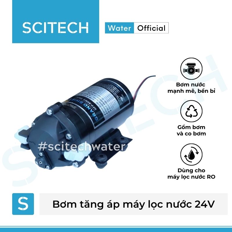Bơm tăng áp máy lọc nước 24V (Tặng kèm co bơm) - Hàng chính hãng