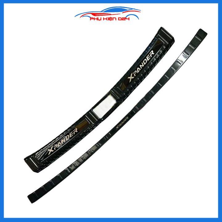 Ốp chống trầy cốp Xpander 2018-2019-2020-2021-2022 thép không gỉ vân Cacbon bảo vệ xe chống va đập
