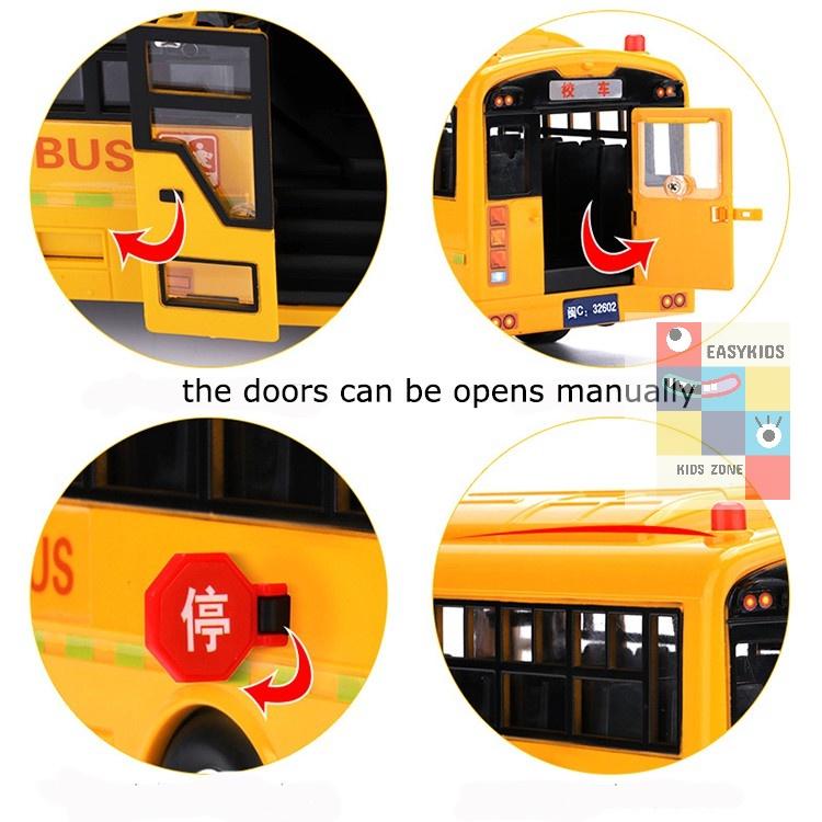 Đồ Chơi Ô Tô Xe Buýt School Bus Cho Trẻ Em Mở Các Cửa, Có Đèn, Âm Thanh