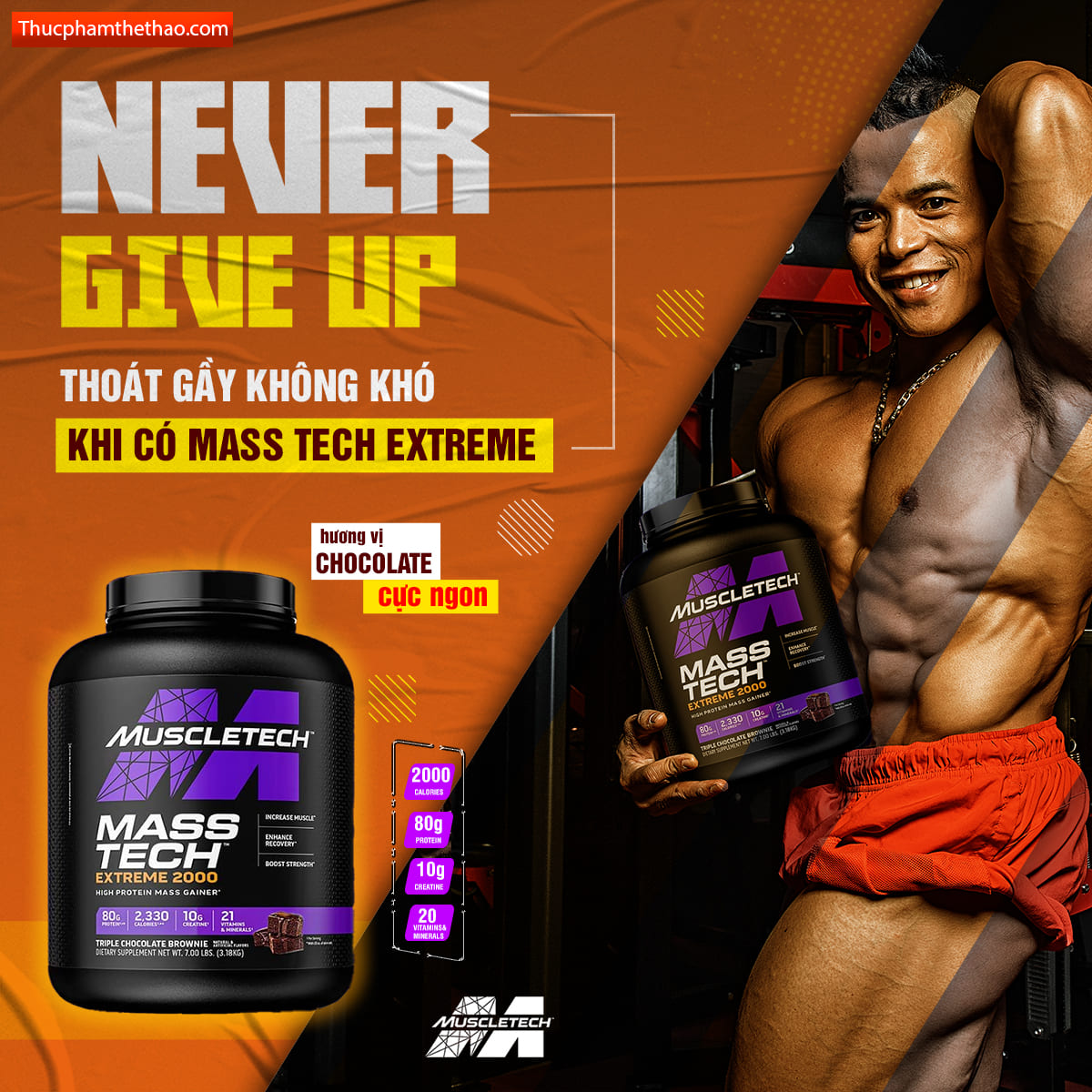 Sữa Tăng Cân Tăng Cơ Mass Tech Elite 6lbs (~2.72kg) - Nhiều Hương Vị - Hàng Nhập Khẩu Chính Hãng Muscletech - Kèm Quà Tặng