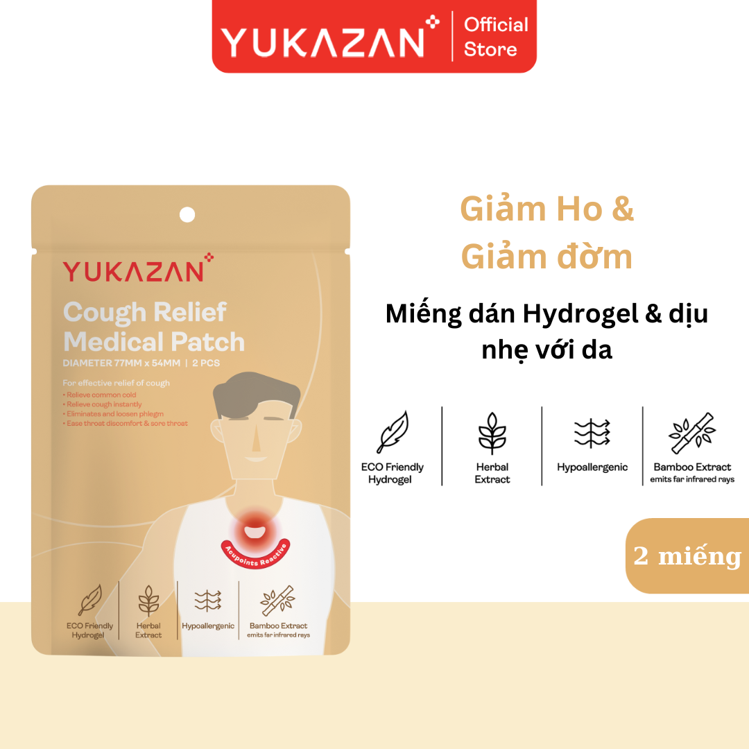 Miếng Dán Giảm Ho Yukazan Cho Người Lớn - Gói 2 Miếng Giảm ho - Giảm đờm