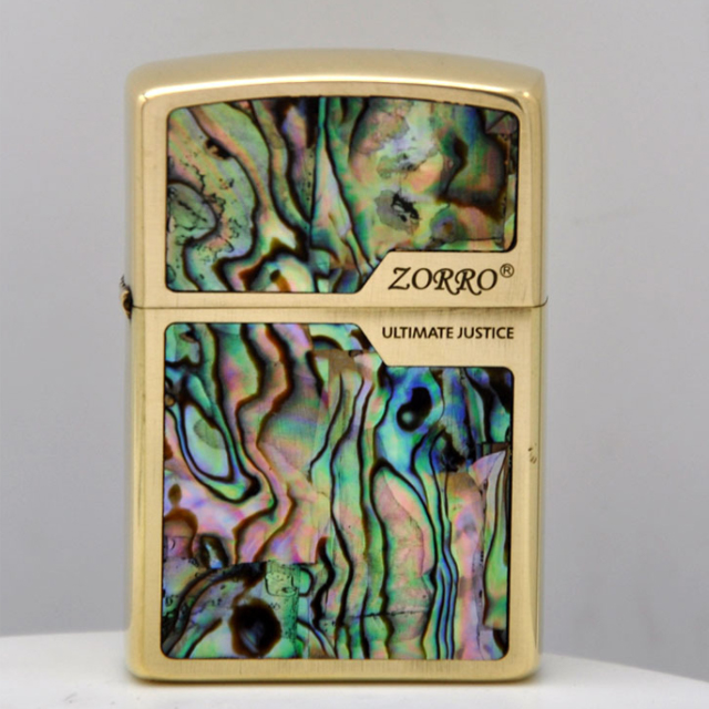 Vỏ Hột Quẹt Bật Lửa Xăng Đá Zorro Z91569 Họa Tiết Khảm Trai - Dùng Xăng Bấc Đá Cao Cấp