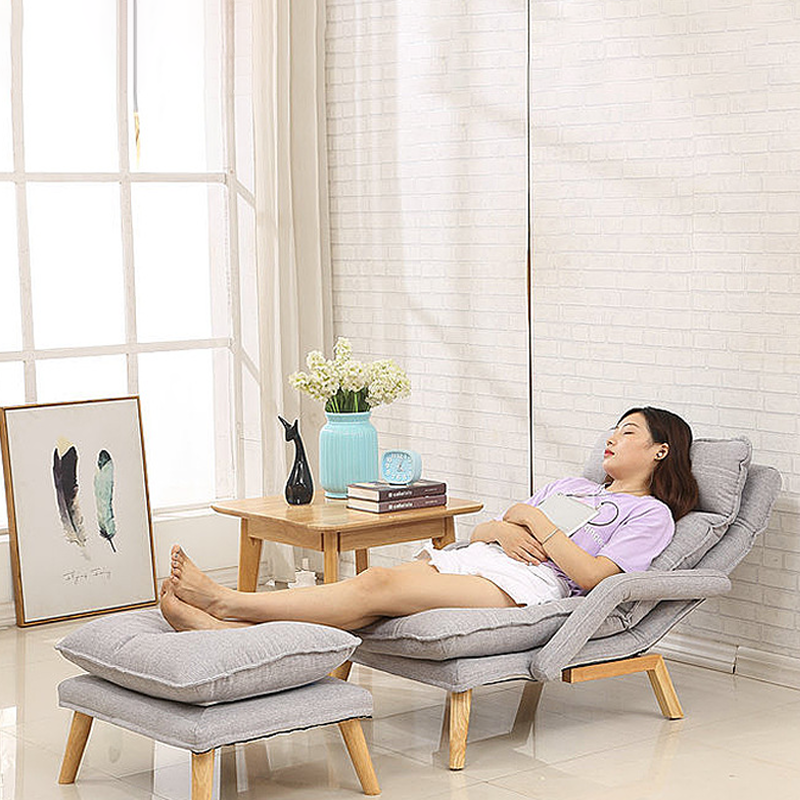 Bộ ghế sofa giường kèm đôn để chân, khung thép chân gỗ tự nhiên cao cấp ASG545