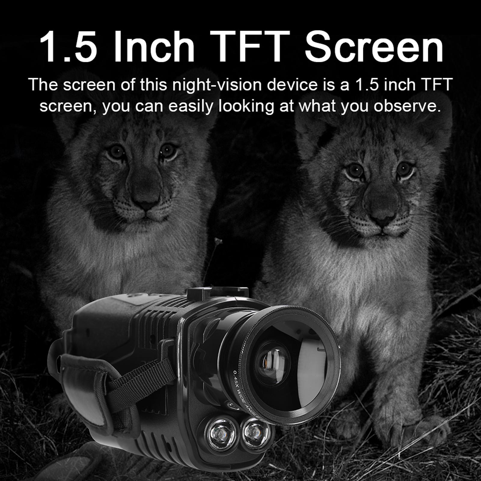 Portable Monocular Infrared Night-Visions Device Day Night Use Photo Video Playback Modes 5X Digital Zoom 300M Full Dark Viewing Distance with Wide Angle Lens for Outdoor Hunts Boating Journey