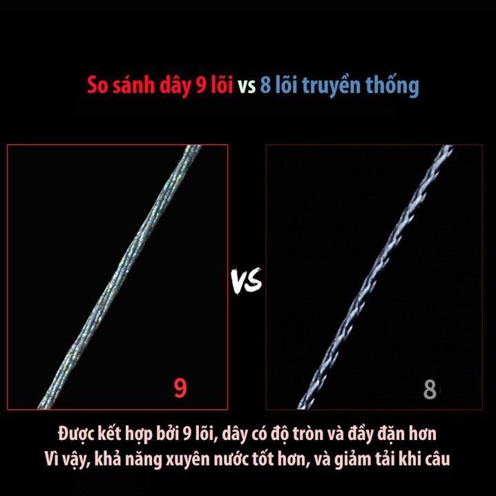 Dây dù câu cá PE BRAID WAX 9 lõi 100m xanh rêu Siêu bền, mềm mượt... DC-12