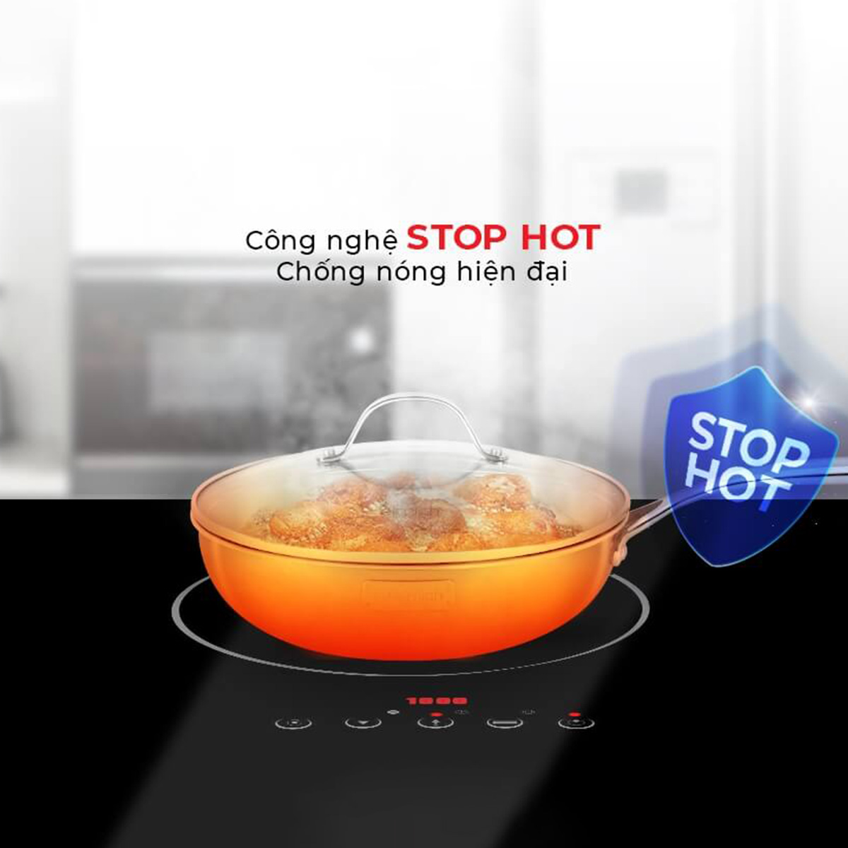 Chảo Inox 304 Cao Cấp 3 Lớp Đáy Liền Elmich Trimax kèm vung kính - Hàng chính hãng