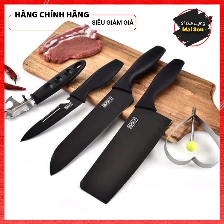 Bộ Dao Nhà Bếp Cao Cấp BUCK-I Bộ Dao Nhật Bản Sang Trọng Chất Liệu Thép Hợp Kim Chống Gỉ Siêu Sắc Bén 5 Món Tiện Lợi