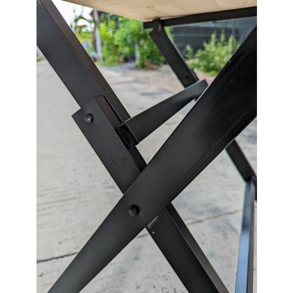 Bàn tròn xếp mặt gỗ chân thép cao 50cm