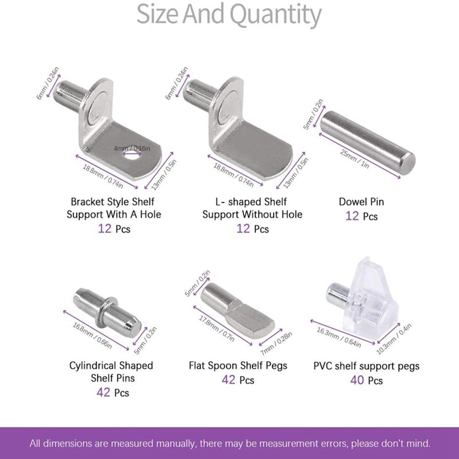 160 Pcs 6 Styles Shelf Support Pins Peg  for Cabinet Shelves