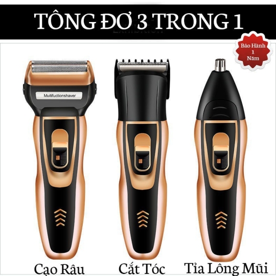 Máy Cạo Râu, Tông Đơ, Tỉa Mũi 3in1 -Dru Hàng Chính Hãng