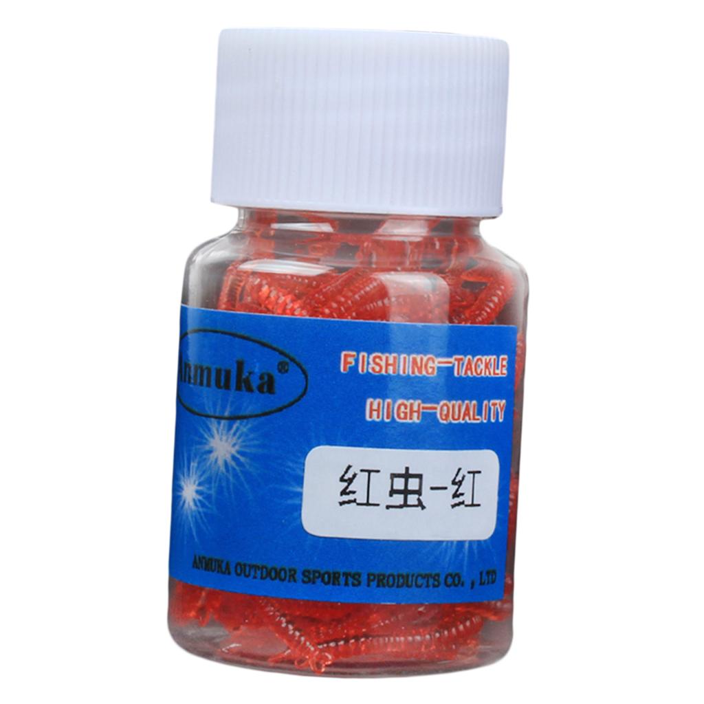 1 Box Imitation Earthworm Artificial Soft Bait Fishing Lure Red