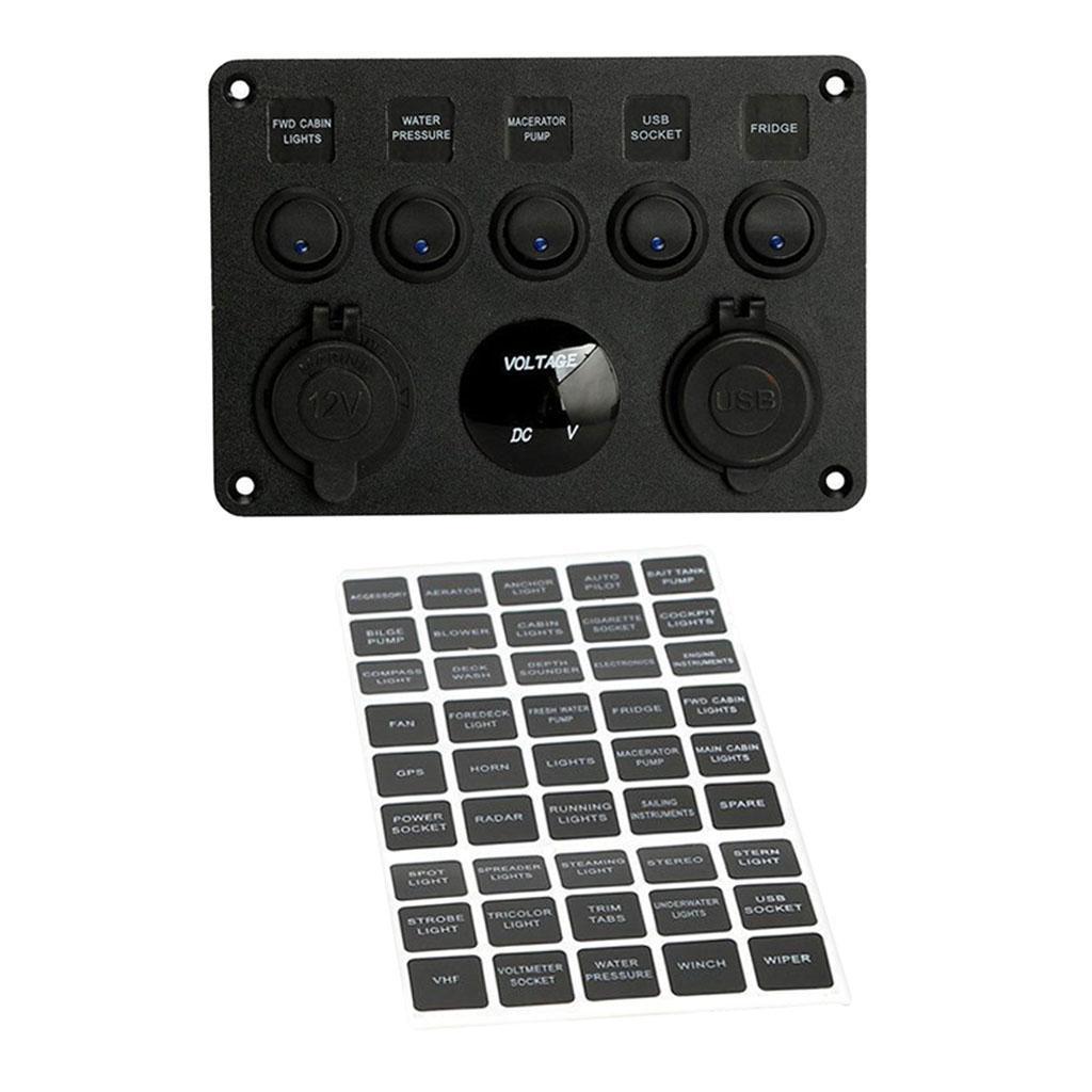 5 GANG  TOGGLE SWITCH PANEL   12V/24V FOR  MARINE TRUCK CAMPER
