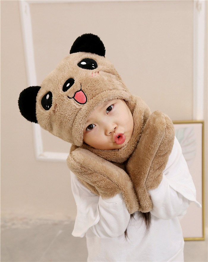 Mũ gấu xám vải nhung Cotton cho các bé trai và bé gái