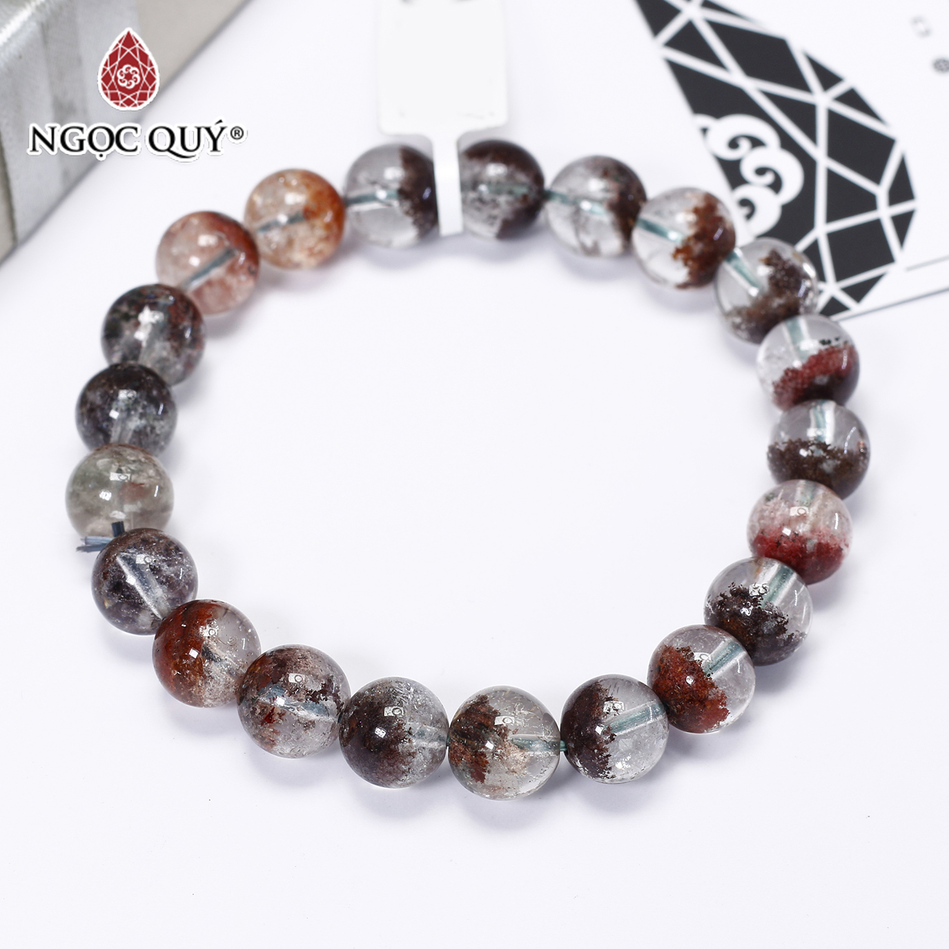 Vòng tay đá thạch anh ưu linh nâu đỏ 9.5mm mệnh hỏa, mộc - Ngọc Quý Gemstones