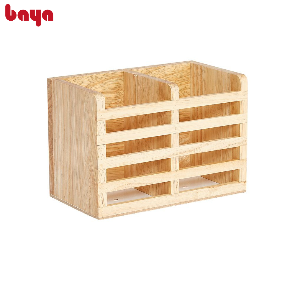 Ống Đựng Muỗng Nĩa BAYA CLIFTON Thiết Kế Hai Ngăn Thoáng Khí Được Làm Từ Gỗ Cao Su Chất Lượng Cao Với Thớ Gỗ Dày Bền Chắc 1072310