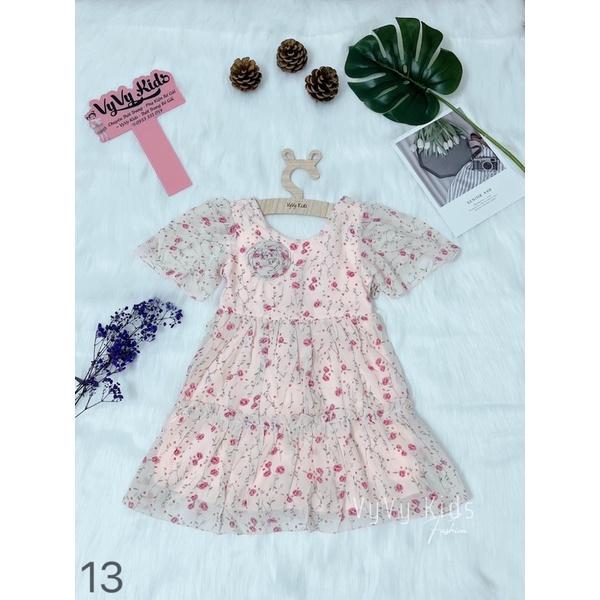 Đầm bé gái, váy bé gái hoa cột nơ lưng thời trang VyVy Kids Fashion
